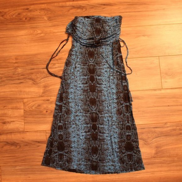 Venus Blue Snakeskin Pattern Maxi Skirt XS - Picture 7 of 7